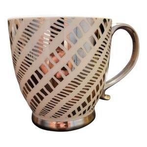 Gibson Home White silver striped Ceramic Mug Hand‎ Wash